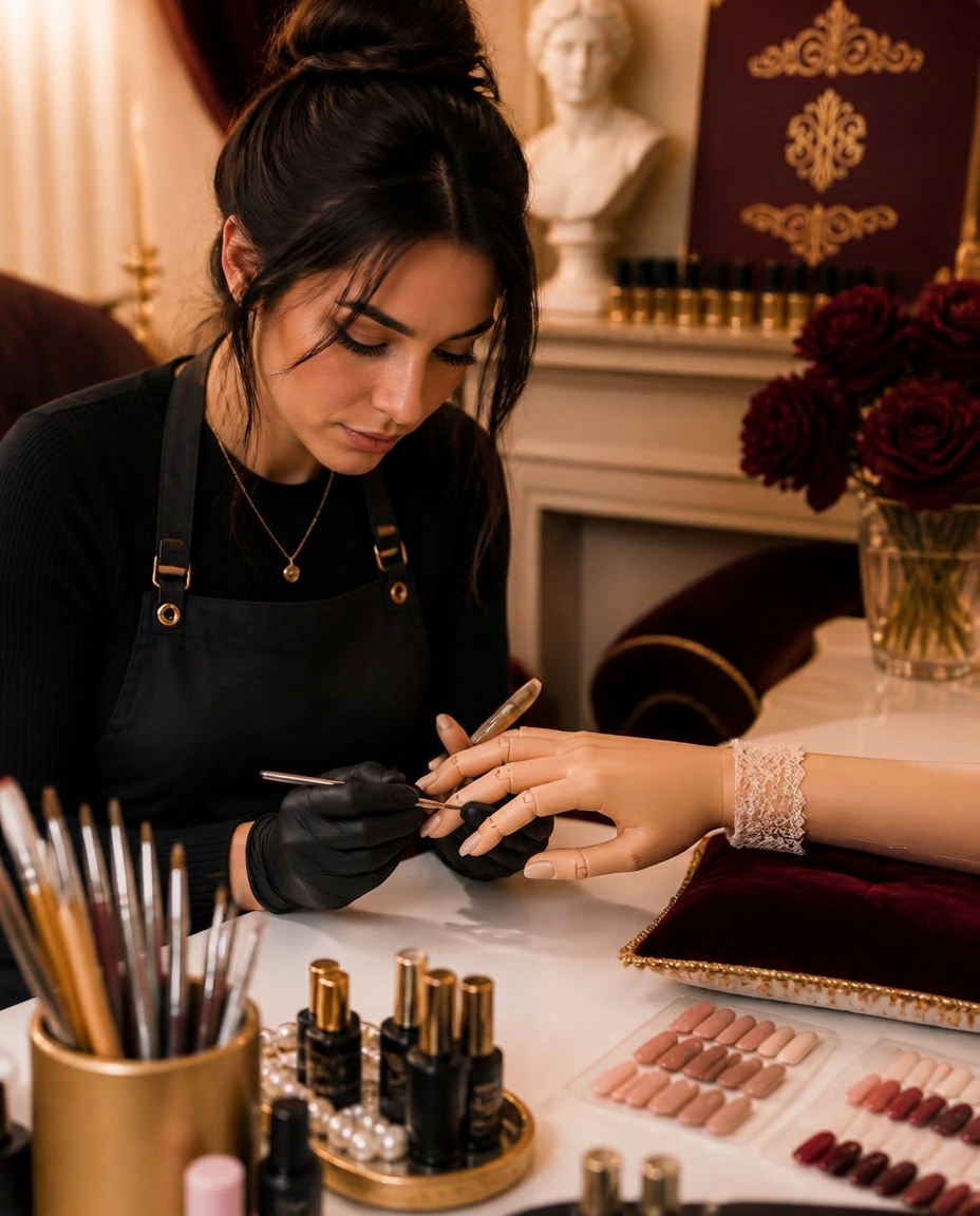 Alumna practicando técnica de uñas en formación profesional