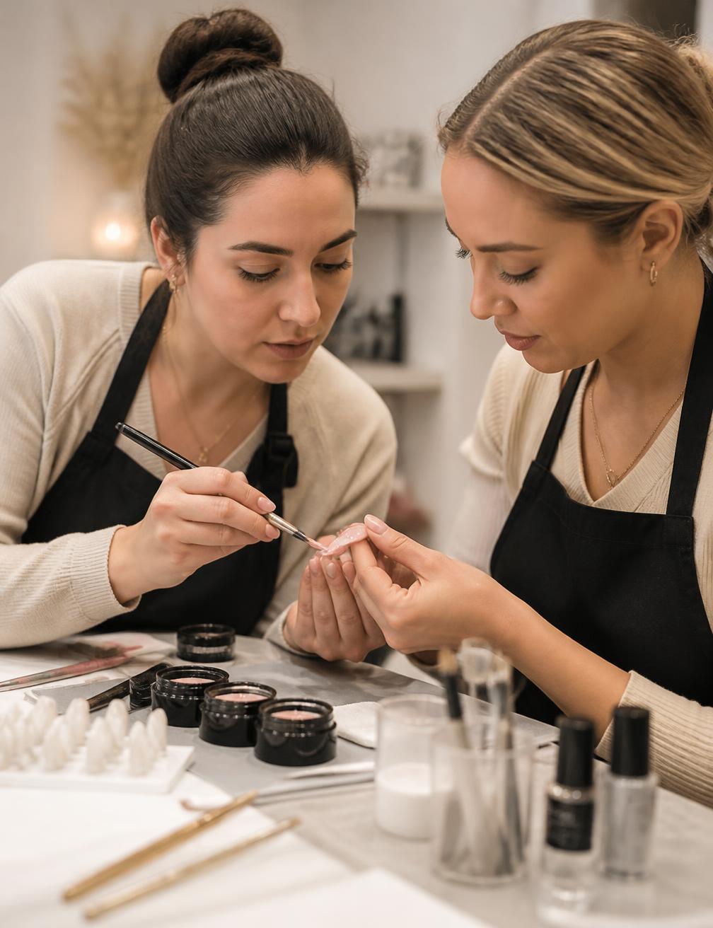 Alumnas practicando técnica de aplicación durante una formación